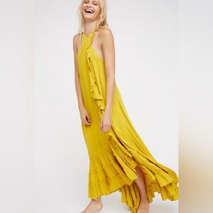 Free People Asymmetrical Yellow Dress